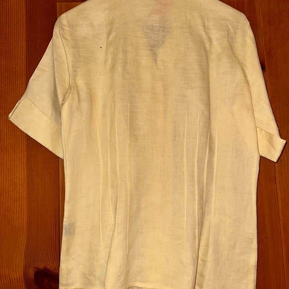 Linen yellow short sleeve blouse - Picture 2 of 7